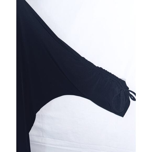 Michael Kors Small Black Cold Shoulder Silver Chain Straps Gathered Sleeve Top - Picture 2 of 7